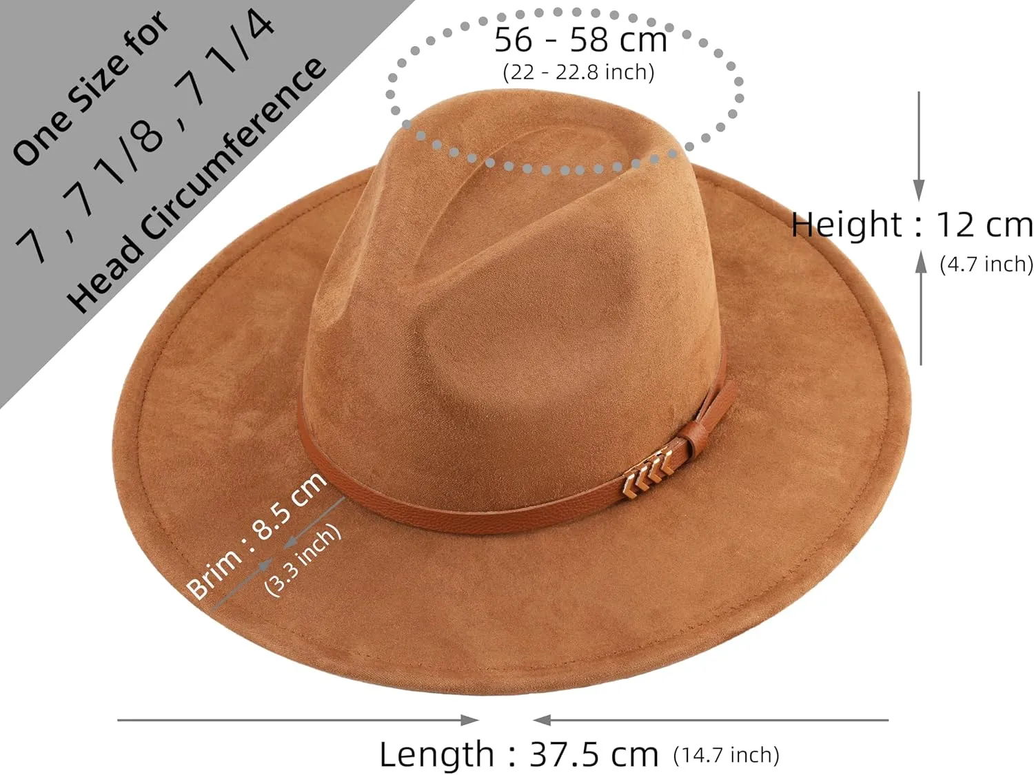 Wide Brim Fedora Hat for Men Women Big Rancher Felt Hat