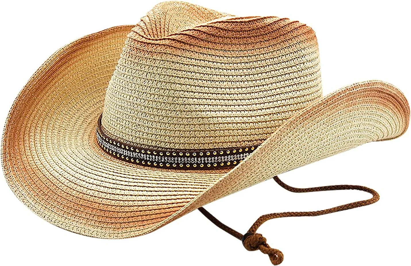 Wide Shapable Brim Straw Cowboy Hat Men Women UV Sun Protection Cowgirl Straw Hat Holiday Travel Panama Fedora Hat Beach Caps