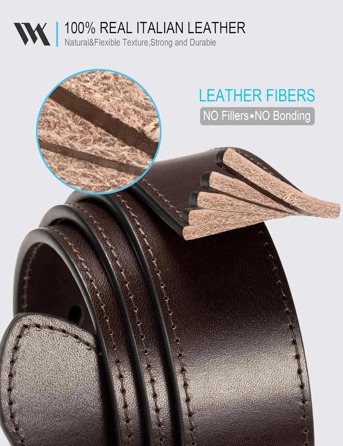 WOLFANT Men's 35mm Dress Casual Belt,100% Italian Full Grain Real Solid Leather