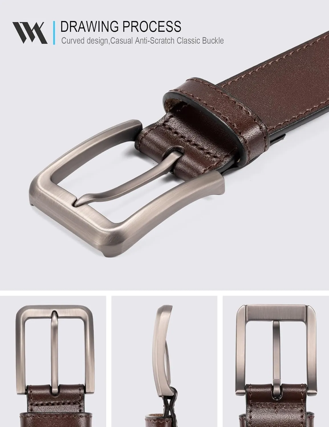 WOLFANT Men's 35mm Dress Casual Belt,100% Italian Full Grain Real Solid Leather