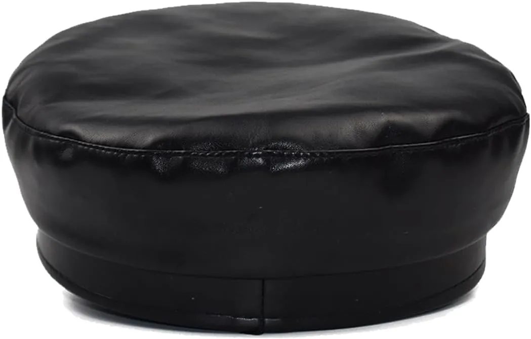 Women Fiddler Cap Newsboy Hat PU Leather Visor Beret Cap