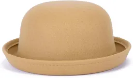 Women's Billycock Girl's Trendy Dome Hat Imitation Wool Felt Cap Fold Brim Bowler Derby Hat Autumn Winter Cap