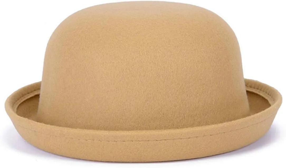 Women's Billycock Girl's Trendy Dome Hat Imitation Wool Felt Cap Fold Brim Bowler Derby Hat Autumn Winter Cap