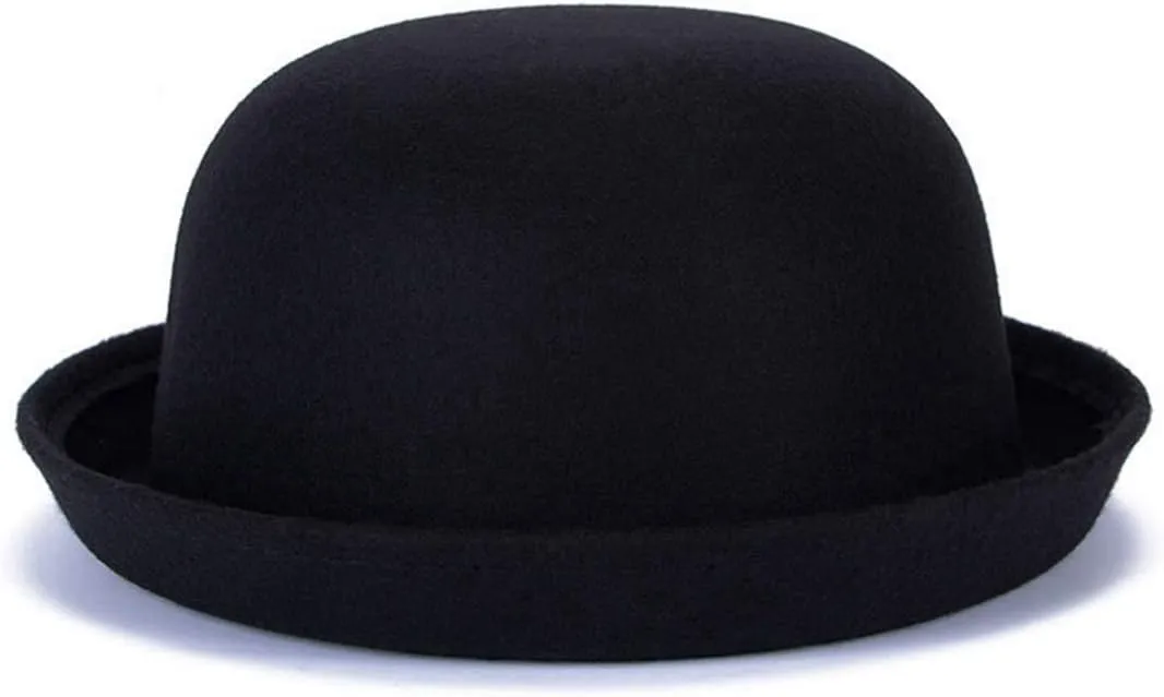 Women's Billycock Girl's Trendy Dome Hat Imitation Wool Felt Cap Fold Brim Bowler Derby Hat Autumn Winter Cap