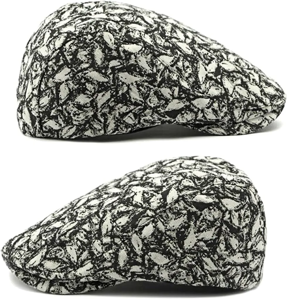 Womens Leopard Print Beret Hat Retro Newsboy Ivy Cap Cabbie Flat Cap