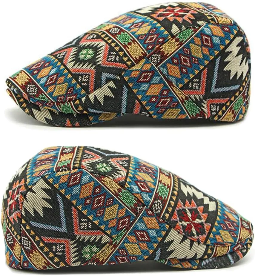 Womens Leopard Print Beret Hat Retro Newsboy Ivy Cap Cabbie Flat Cap