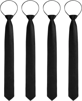 Xinnun 4 Pieces Zipper Ties for Men Adjustable Men's Neckties Zip on Tie for Zipper Skinny Necktie Clip on Slim Tie