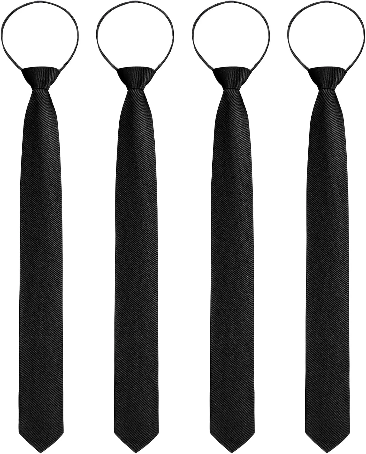 Xinnun 4 Pieces Zipper Ties for Men Adjustable Men's Neckties Zip on Tie for Zipper Skinny Necktie Clip on Slim Tie